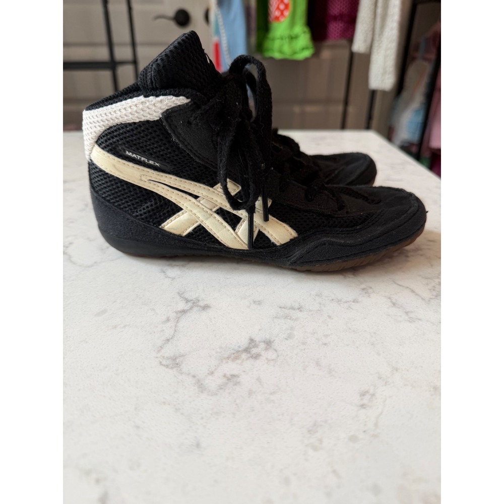 Asics Matflex Kids Wrestling Shoes Black White Gum CY727 Size 1Y US